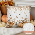 thumbnail image 2 of Outdoor Pillow Covers Waterproof Pillow Cases Protector Orange Pumpkin Thanksgiving Flower Pillowcase Pack of 2 Autumn Leaves Throw Cushion Case for Pation Furniture,Couch,Living Room Sofa, 18x18 in, 2 of 9