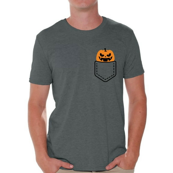 Awkward Styles Halloween Pumpkin Pocket Tshirt Halloween Shirt for Men Jack-O'-Lantern Pumpkin Pocket Shirt Pumpkin Patch Men's Tshirt Halloween Costume T Shirt Spooky Gifts Pumpkin Face Shirt