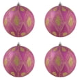 thumbnail image 4 of Vickerman 4.75" Mauve Matte Ball with Glitter Diamond Pattern. Add variety and sparkle to your holiday arrangement with this matte ornament that features a glitter pattern. Includes 4 pieces per bag., 4 of 4