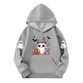 thumbnail image 3 of SERTG Children Halloween Printed Hooded Tops Long Sleeved Sweatshirt with Pockets Fleece Top Hooded Sweatshirt for Girls 3-14 Years(Gray,9-10 Years), 3 of 3
