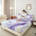 thumbnail image 3 of Manfei Adult Modern Marbling Twin Sheet Sets, Chic Abstract Marble Twin Fitted Sheet, White Purple Fashion Flat Sheet, Breathable Home Decor, 3-Piece, 3 of 6