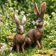 thumbnail image 7 of 2pcs Easter Resin Simulated Bronze Long-Eared Bunny Ornament, Vintage Antique Finish Rabbit Decor, Handcrafted Detailed Statue for Home, Shelf, Table and Spring Festival Decoration, Bronze, 7 of 7