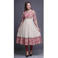 thumbnail image 2 of Bimba Pink Floral Artistic Anarkali Dress Long Indian Ethnic Wear For Women Maxi Kurta Ethnic Kurti X-Small, 2 of 5