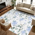 thumbnail image 2 of 8x10 Area Rugs, Blue Flower Non-Skid Rubber Backing Large Rectangle Rugs - Living Room Bedroom Home Office, Sage Green Eucalyptus Leaf Farmhouse Country Indoor Floor Mat Carpets Washable Rug, 2 of 9