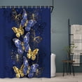 thumbnail image 5 of SUNOLIFE Blue Butterfly Shower Curtain Navy Blue Waterproof Fabric Bathroom Curtain with Hooks,72x72 in, 5 of 6