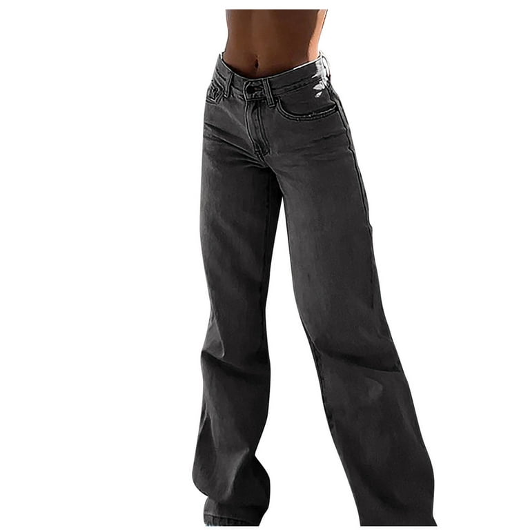 JNGSA Stretchy Jeans for Women,Women's Loose Straight Leg Jeans