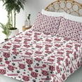 thumbnail image 3 of Ambesonne Emoji Fitted & Top Sheet Set with Shams, Funny Cats Meow Pattern Paws, Pale Ruby Black White, 3 of 5