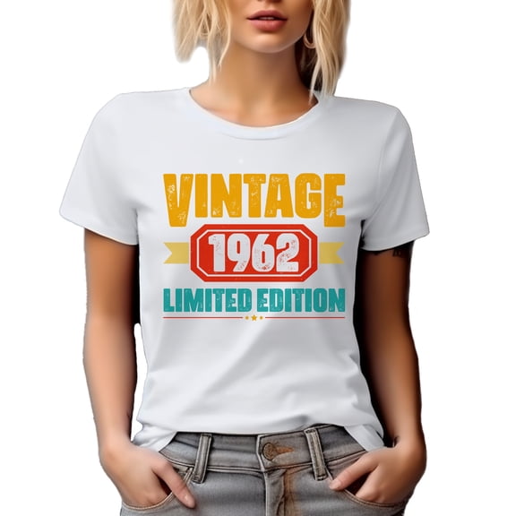 Vintage 1962 Limited Edition, Grandpa or Grandma's Birthday, White T-Shirt, Small