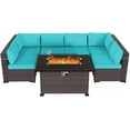 thumbnail image 2 of Gotland 8 Piece Outdoor Patio Furniture Set with 43“ Gas Fire Pit Table Patio Furniture Sectional Sofa Set (blue), 2 of 8
