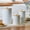 Diamond White, variant on Kitchen Canister Set of 3 Tea Coffee Sugar Containers with Airtight Bamboo Lids Food Flour Storage for Countertop Metal White Vertical Stripe Pattern Embossed Farmhouse Decor