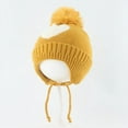 thumbnail image 5 of Baby Girls Beanie with Pom Earflap Fleece Lined Winter Hat Knit Toddler Infant Hats, 5 of 7