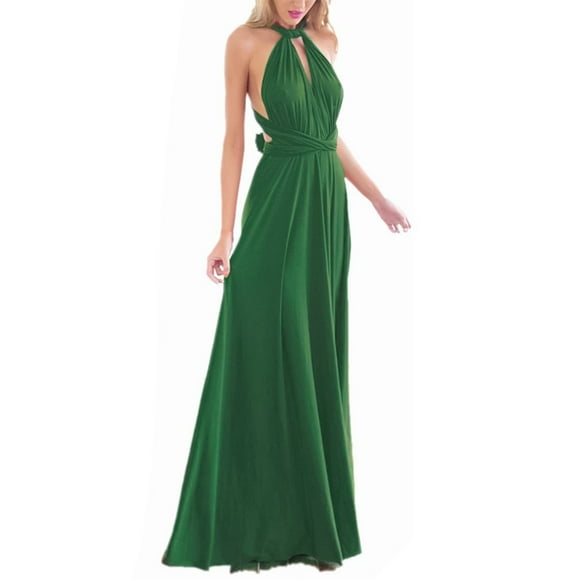 Women Transformer Convertible Bridesmaid Maxi Dress Multi-Way Wrap Evening Dress Formal Wedding Party Long Dresses Green XL