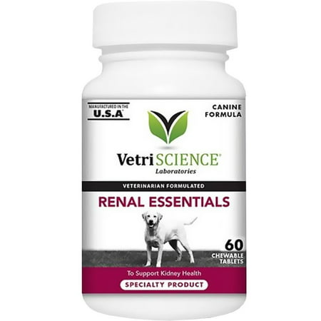 VetriScience Laboratories Renal Essentials Kidney Health Support for Dogs, 60 Chewable (Best Protein For Dogs With Kidney Disease)