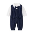 thumbnail image 2 of Fozruso Newborn Infant Baby Boys Gentleman Romper Jumpsuit Long Sleeve Bowtie Outfit Formal Wear Tuxedo Suit One-piece Romper Sizes 0-3 Months, 2 of 3