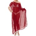 thumbnail image 2 of HAPPY BAY Women's Summer Loungewear Sheer Solid Casual Cover Up Relaxed Caftan Maxi Dresses for Women Plus Size XL-XXL Red, Pom Pom Lace, 2 of 5