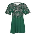 thumbnail image 6 of Fesfesfes Work Tops Women Fashion Casual Print V Neck Loose Short Sleeve T-shirt Top Blouse Pullover Womens Tunic Tops 2XL(US:12), 6 of 6