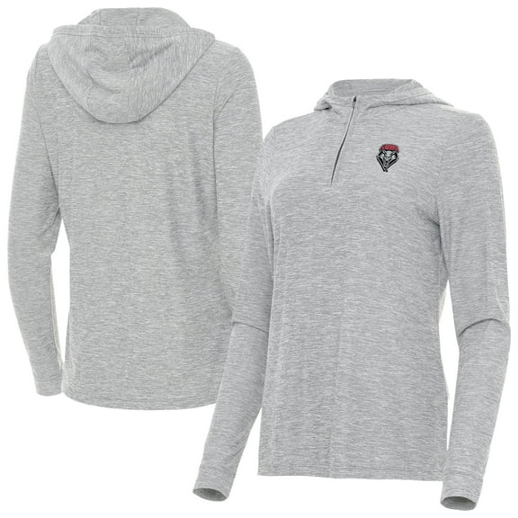 Women's Antigua Heather Gray New Mexico Lobos Daybreak Quarter-Zip Hoodie