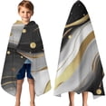 thumbnail image 3 of Black White Gold Marble Wave Dot Pattern Hooded Bath Towel，60"x35" for Ages 3 To 12 Kids, Quick Dry Lightweight Soft Microfiber Hood Beach Towel Cover Up for Kids, 3 of 7