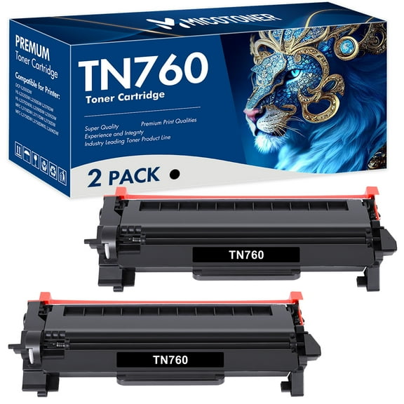 MICOTONER Compatible Toner Cartridge for Brother TN-760 HL-L2350DW HL-L2370DW HL-L2395DW DCP-L2550DW MFC-L2710DW MFC-L2750DW Printer (Black 2-Pack)