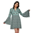 thumbnail image 5 of Moomaya Printed Mini Dress For Women Casual Wear Bell Sleeve Summer Clothing, 5 of 6