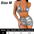 thumbnail image 2 of Traje de baño de falda corta de bikini sin espalda sexy con cara brillante de color sólido caliente de verano, 2 of 6