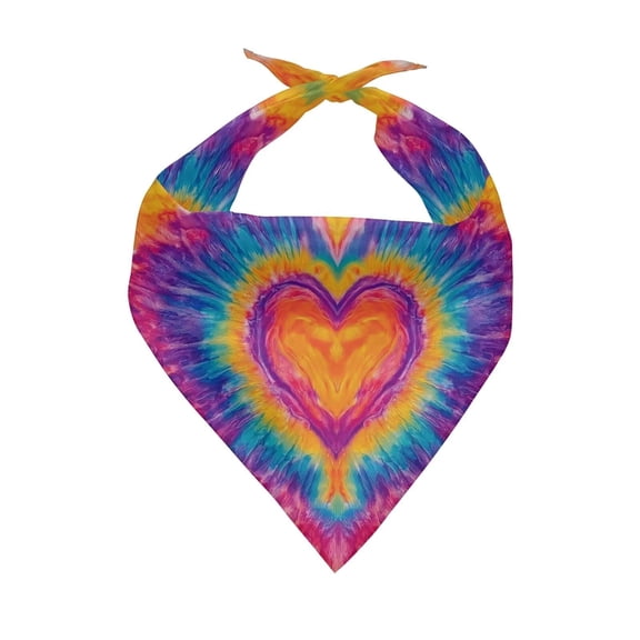 EWASWON Adjustable Dog Bandana - St. Patrick’s Day & Valentine’s Day Tie Dye Heart Pattern Bib-Style Pet Handkerchief, Machine Washable Soft Fabric for All Dog Sizes