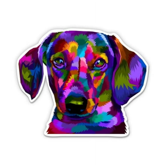 Colorful Dachshund - 3" Vinyl Sticker - For Car Laptop I-Pad Phone Helmet Hard Hat - Waterproof Decal