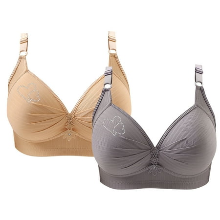 Lisbinx Bras for Women Full Coverage 2PCS Woman s Printing Gathered Together Large Size Daily Bra Underwear No Rims On-Trend Low Spend