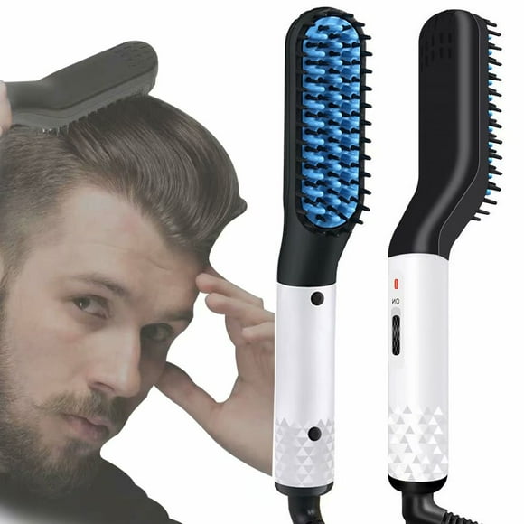 Nouveau Lisseur de Barbe pour Hommes 110-240V Peignes Lisseurs pour Cheveux et Barbe Cadeaux pour Homme-Bleu