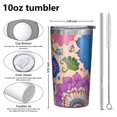 thumbnail image 4 of Colorful Floral Pattern 10oz Tumblers Stainless Steel Tumbler with Lid and Straw,Vacuum Insulated Double Wall Travel Tumbler Cups with Cleaning Brush for Coffee, Tea, 4 of 4
