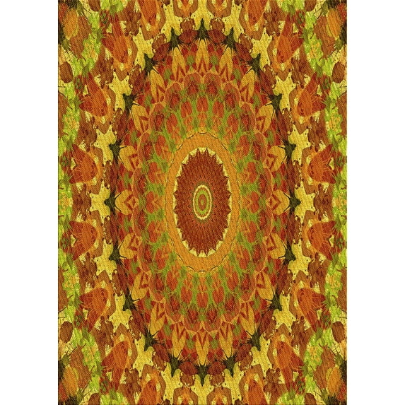 Ahgly Company Machine Washable Indoor Rectangle Transitional Yellow Area Rugs, 3' x 5'