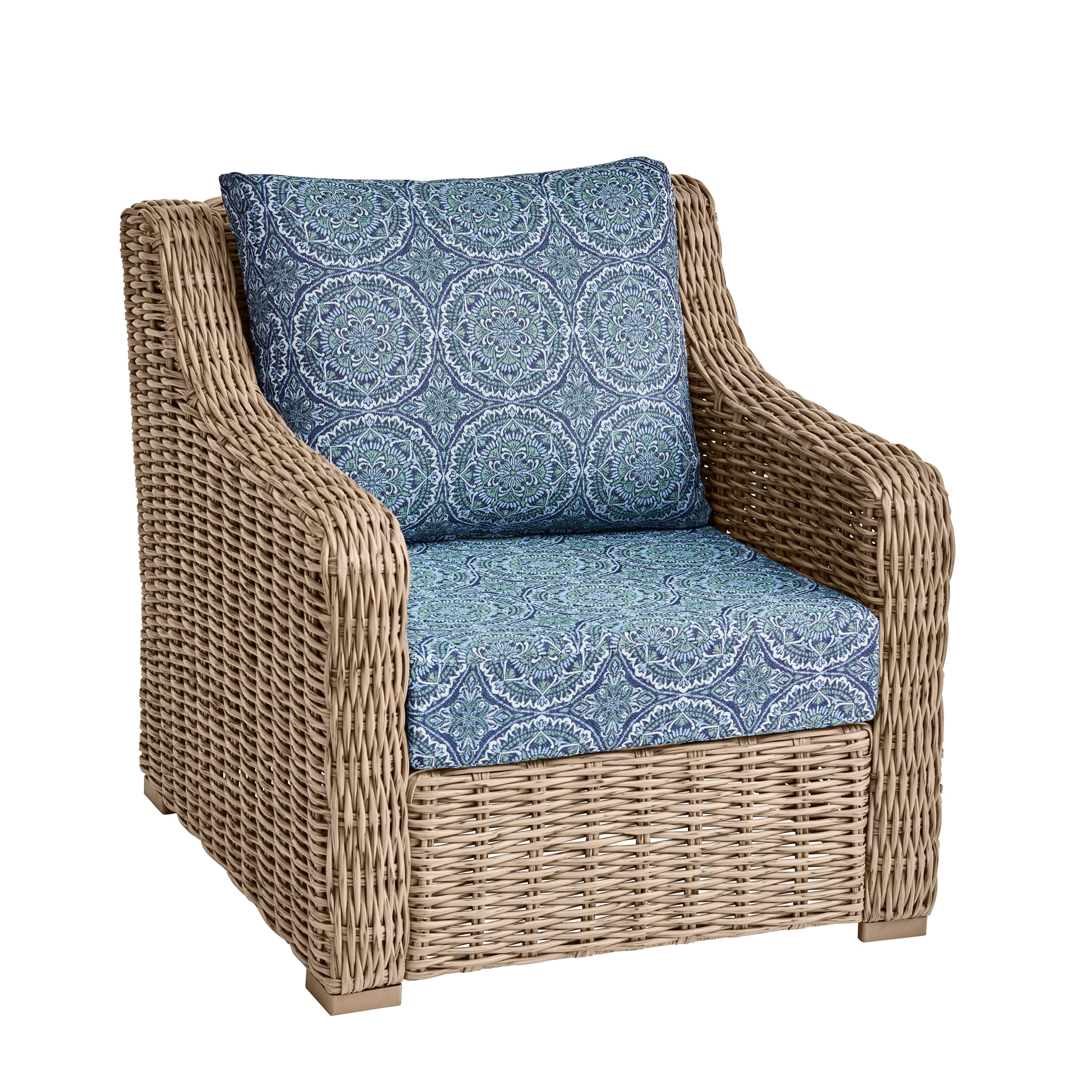 Better Homes & Gardens 24"x 24" Premium Blue & Green Medallion Outdoor 2 Piece Deep Seat Cushion