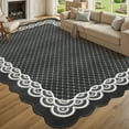 thumbnail image 4 of Garvee 5'x7' Scalloped Area Rugs Modern Bordered Carpet, Washable Rug Non-Slip Contemporary Accent Rug Low Pile Indoor Mat for Living Room Bedroom Dining Room, Black, 4 of 8
