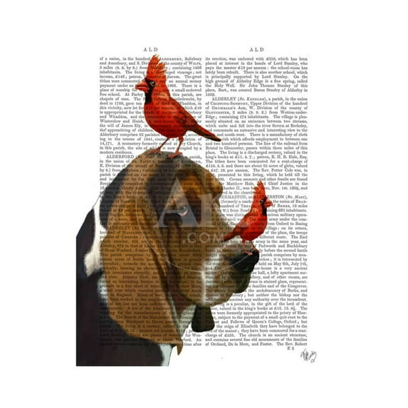 Basset Hound and Birds, Animals Unframed Art Print Wall Art by Fab Funky Sold by Art.Com