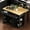 Black, variant on Yoneston 47" Farmhouse Kitchen Island with Power Outlet, Multifunctional Kitchen Trolley with Drop Leaf, Internal Storage Rack and 2 Drawers 2 Cabinet for Kitchen, Dining Room, Blue