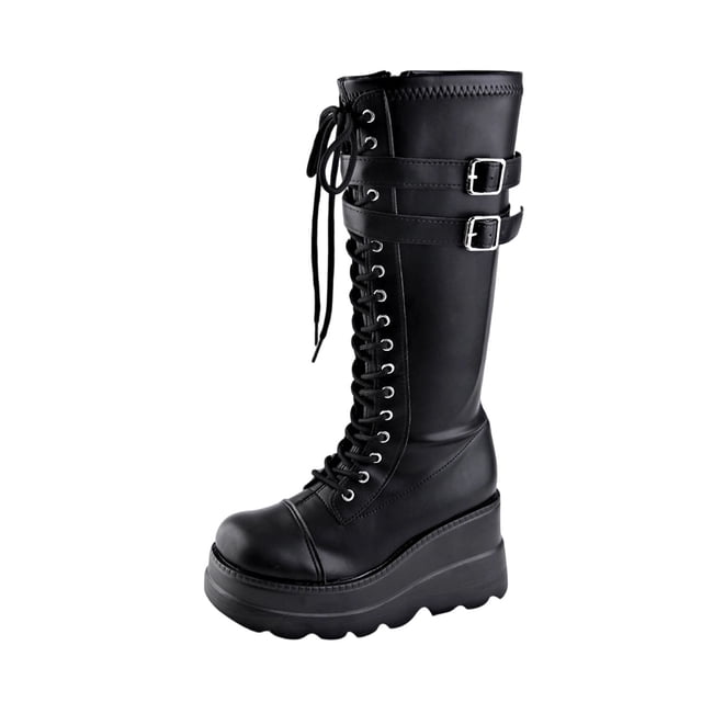 Bottes Courtes pour Femmes Bottes Courtes Style Gothique pour Femmes Polyvalentes, Bout Rond, Talon Incliné, Semelle Épaisse, Design à Toile Bottes Gothiques pour Femmes