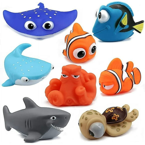Baicccf 8pcs Finding Dory Nemo Bath Squirt Toys, Floating Sea Animals (shark Octopus Clownfish Turtle Devil Fish) Bathtub Water