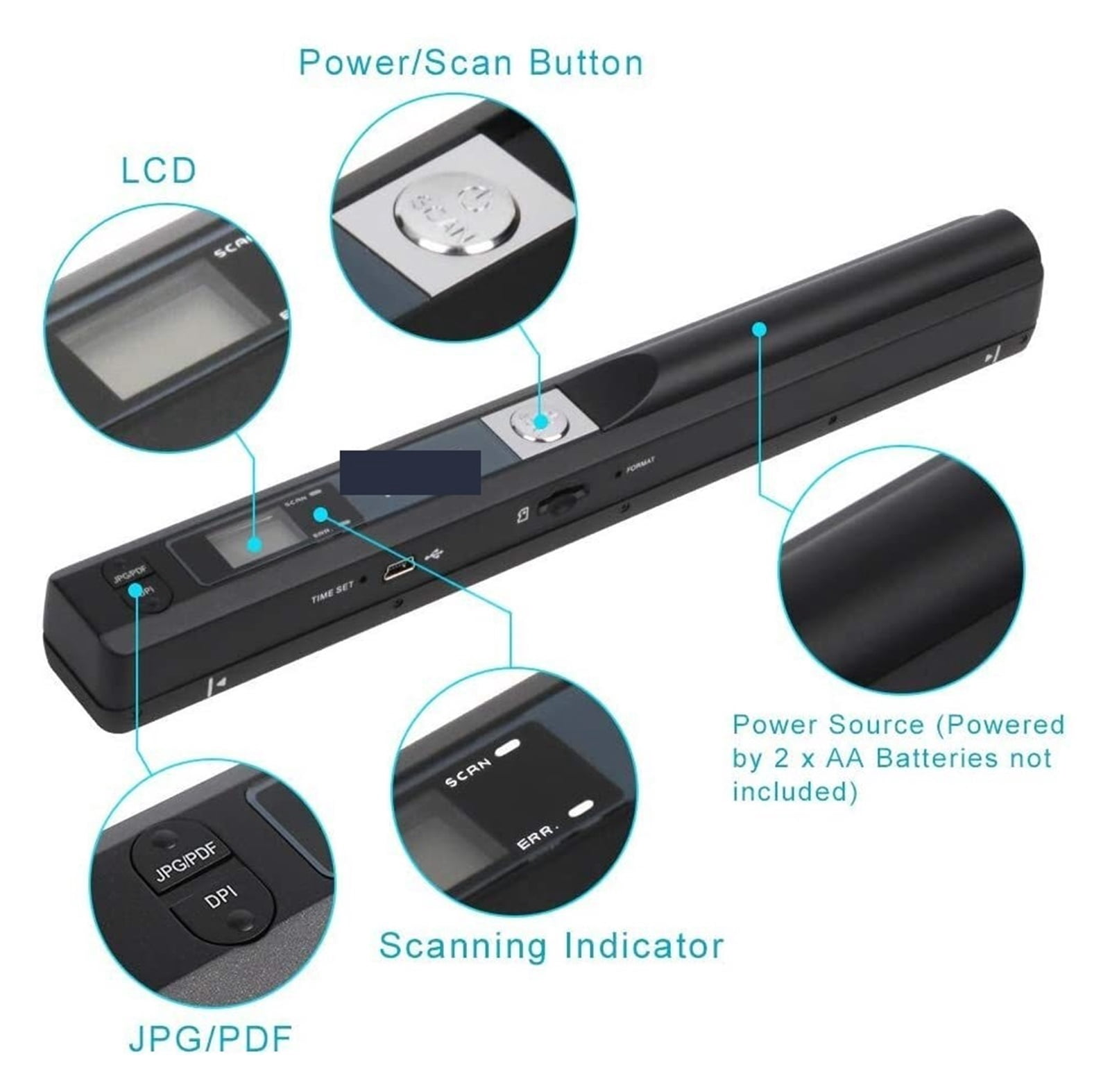 Portable Scanner 900 DPI Handheld A4 Document Scanner For Business Photo Picture Receipts Books Support JPG/PDF Format Document ,Built-In Convenience