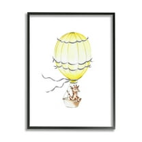 The Kids Room by Stupell Cute Cartoon Giraffe In Hot Air Balloon Zoo Animal Painting Framed Giclee Texturized Art by Studio Q by Studio Q