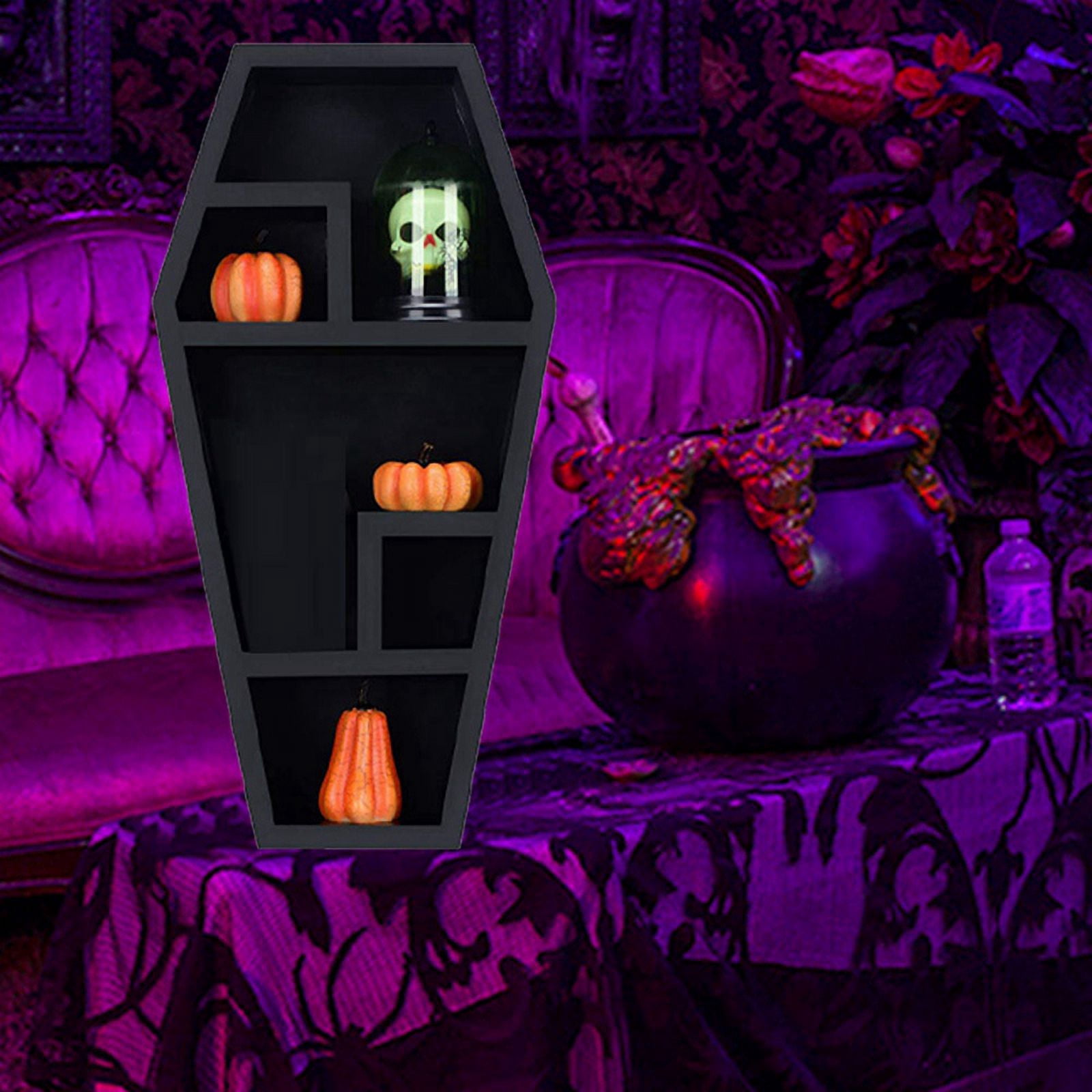 Coffin Shelf - Solid PVC Black Floating Wall Shelves for Home Bedroom Living Room Bathroom Spooky Gothic Decor