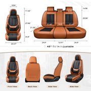 Coverado Black&Brown Car Seat Covers Full Set, Waterproof Premium Leather Front and Back Seat Protectors, Luxury Auto Interior Accessories, Universal Fit Most Cars Sedan SUVs Pick-up Trucks