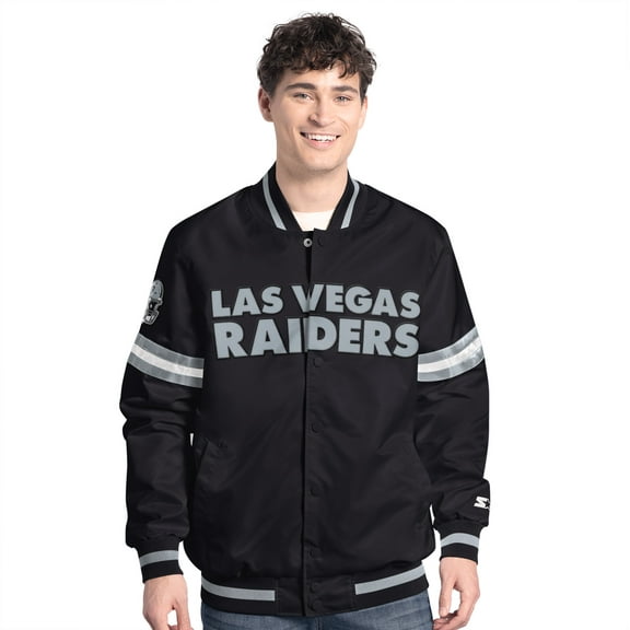 Men's-Starter  Black Las Vegas Raiders Scout Full-Snap Varsity Jacket