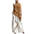 thumbnail image 6 of Gsakboxl Womens Tank Tops Women Asymmetric One Shoulder Cotton Linen Sleeveless Top Soft Breathable Loose Fit Summer Casual Single Shoulder T-Shirt For Vacation Daily Outfit Khaki L, 6 of 7