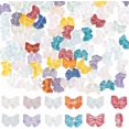 thumbnail image 1 of 1 caja de 100 cuentas de vidrio con forma de lazo, coloridas, transparentes, aleatorias, con forma de mariposa, con agujeros horizontales, cuentas espaciadoras sueltas., 1 of 6