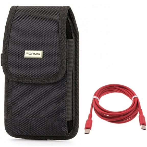Case Belt Clip w Red 6ft Long Cable for Samsung Galaxy S20 Fan Edition - Swivel Holster Rugged Cover, USB-C to Type-C PD Fast Charger Cord Power fits Galaxy S20 FE (Fan Edition)