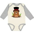 thumbnail image 3 of Inktastic Groundhog Day with Groundhog in Top Hat Boys or Girls Long Sleeve Baby Bodysuit, 3 of 5