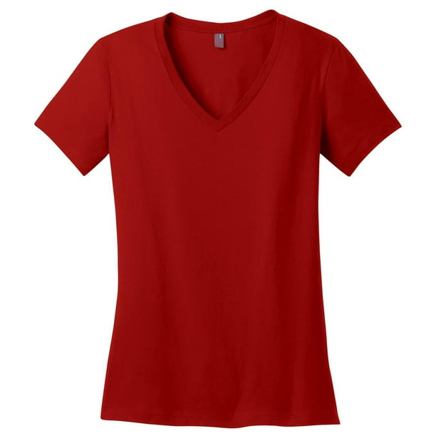 District Made - District Made Women's Perfect Weight V-Neck T-Shirt_Classic Red_XXX-Large