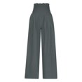 thumbnail image 4 of Gray Women's Casual Pants, High Waist Wide Leg Palazzo Pants For Women Smocked Elastic Waist Loose Comfy Casual Pajama Pants Pockets,Women's Casual Pants S, 4 of 7