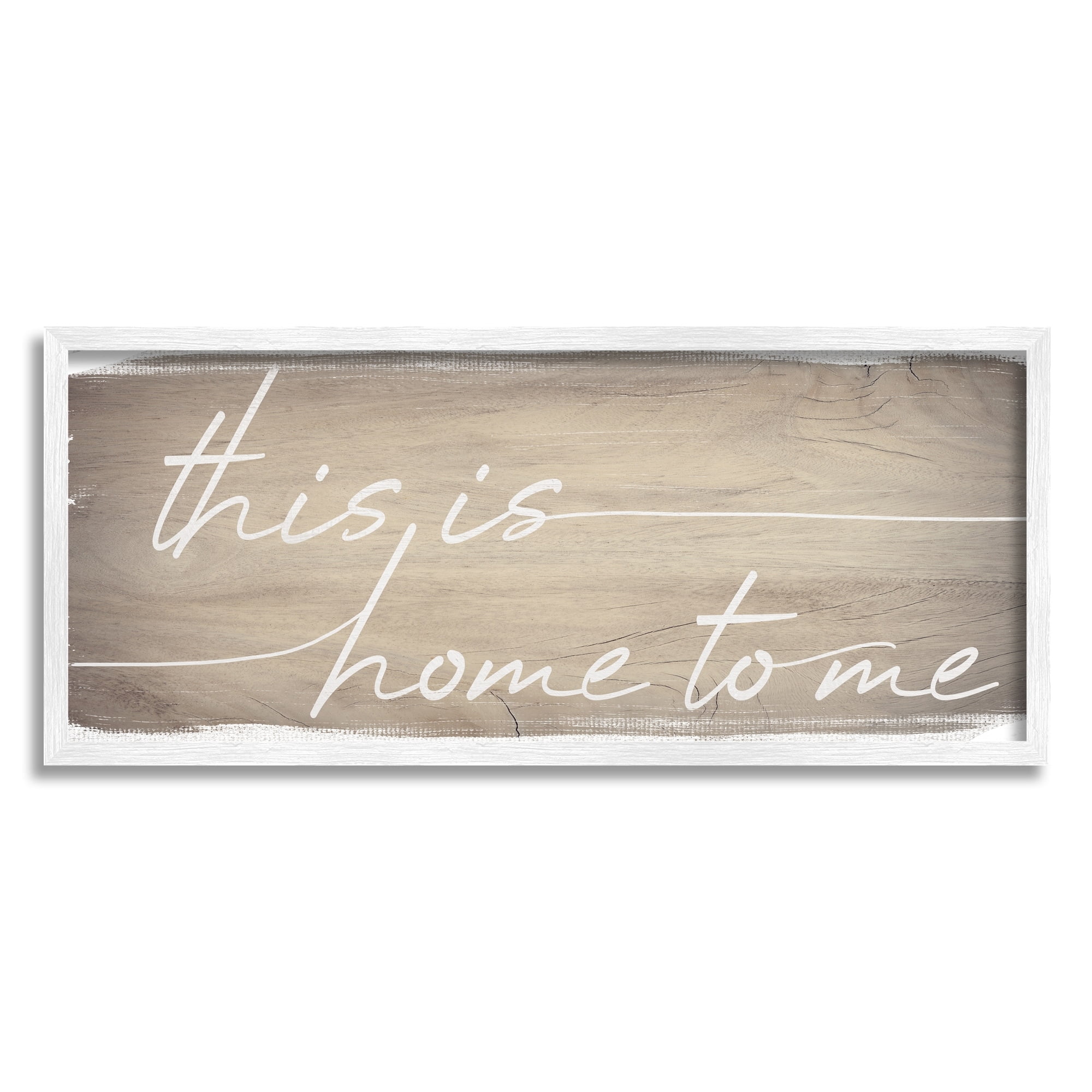 Stupell Industries Home To Me Rustic Grain Pattern Cursive Phrase Framed Wall Art, 30 x 13, Design by Daphne Polselli