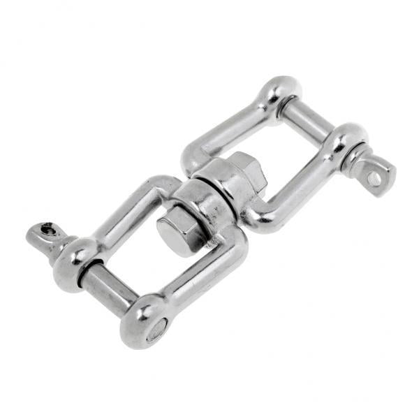 2x304 Mordaza Giratoria de Anclaje de Cadena de material acero Inoxidable de Grado Marino - Mordaza Plateada M8